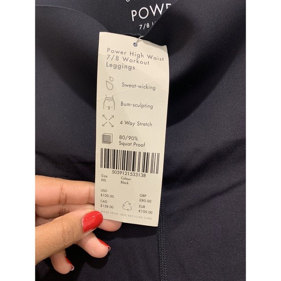 NWT Women's Sweaty Betty Power High Waist 7/8 Workout Leggings Black Size XXL - Picture 6 of 9